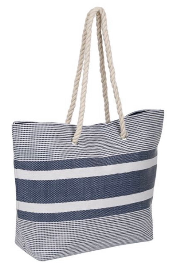 Beach Bag Thick Blue & White Stripes