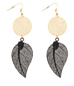 Earrings Gold-Black Wing