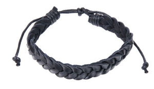 Bracelet Knitted Black Leather